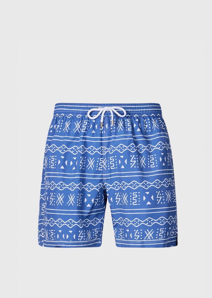 Batik Print Swim Trunk - Dark Blue