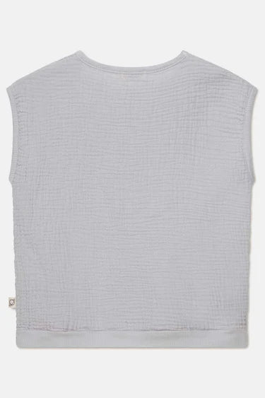 Gauze sleeveless top - Soft grey