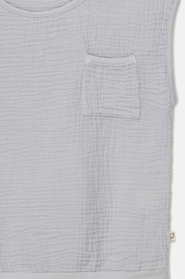 Gauze sleeveless top - Soft grey