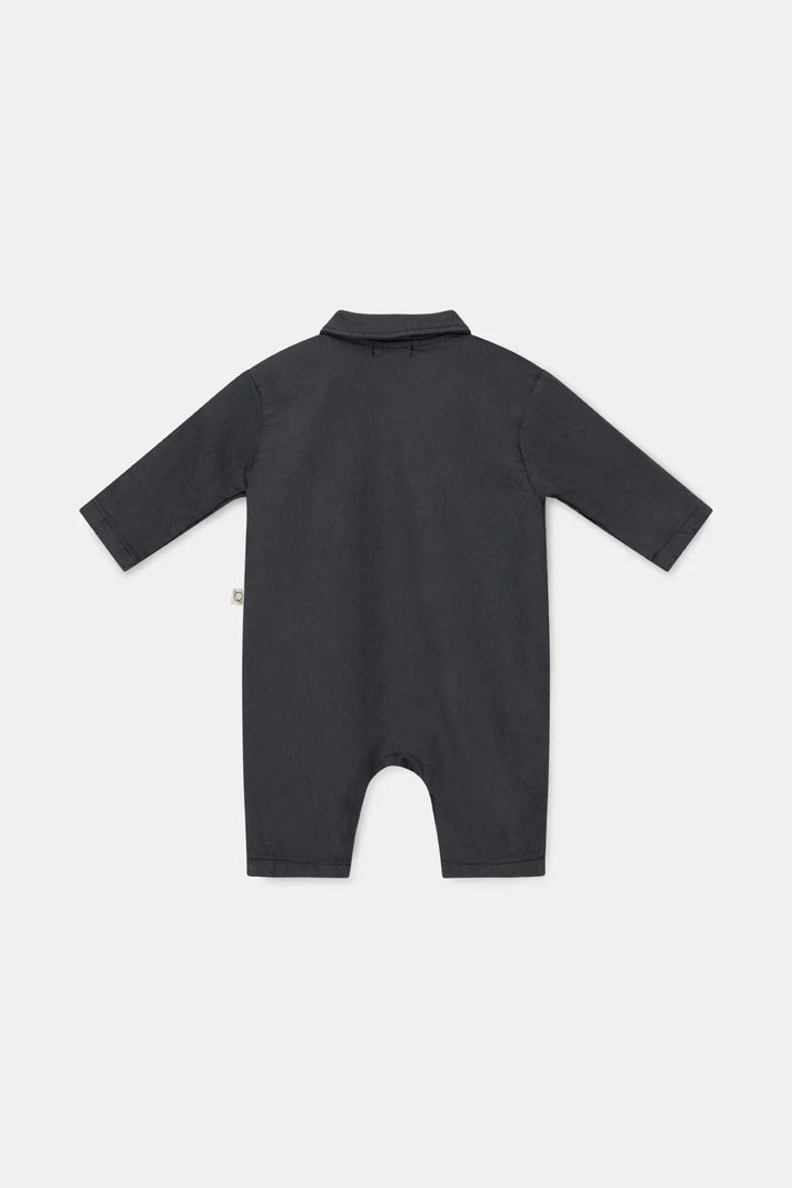 Cotton fleece baby jumpsuit - Dark grey