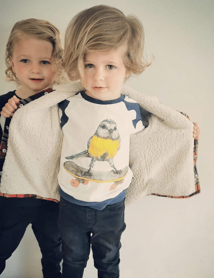 Organic Long Sleeve Raglan Tee - Skateboard Birdie