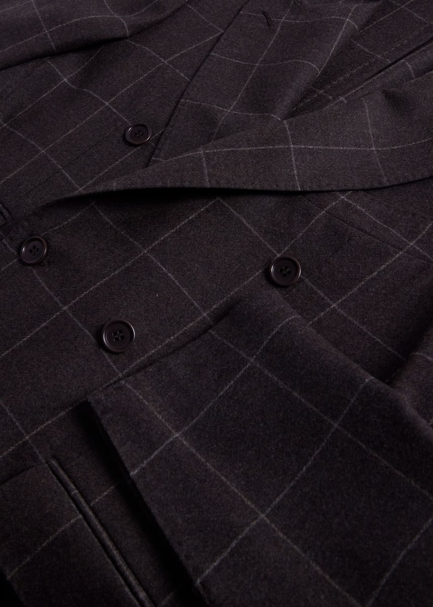 Super 130s Wool Windowpane Suit - Taupe