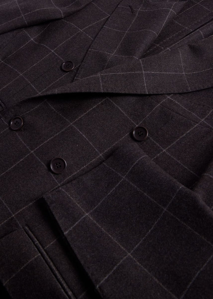 Super 130s Wool Windowpane Suit - Taupe