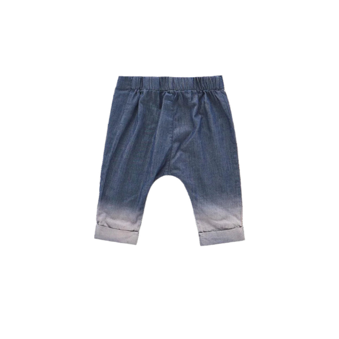 Denim Baby Joggers with Front Pleat - Indigo