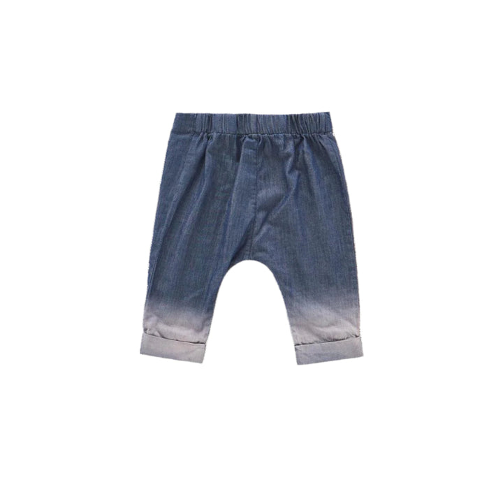 Denim Baby Joggers with Front Pleat - Indigo