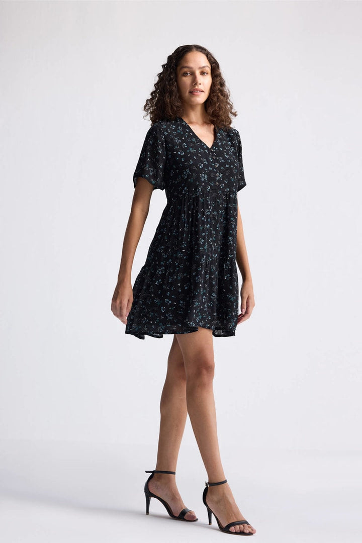 Floral Short Tiered Dress - Ditzy Wildflowers
