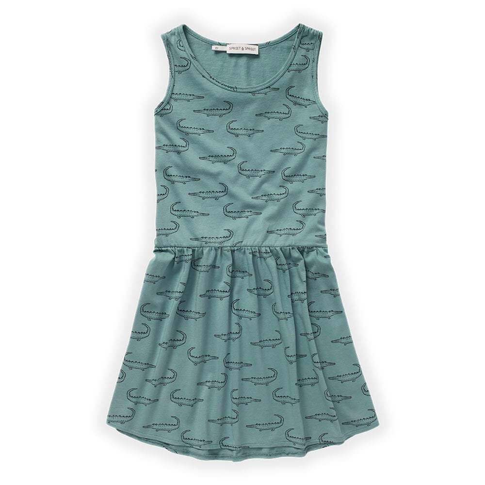 Sleeveless Crocodile Dress - Light Petrol Teal Dresses + Skirts Sproet & Sprout 