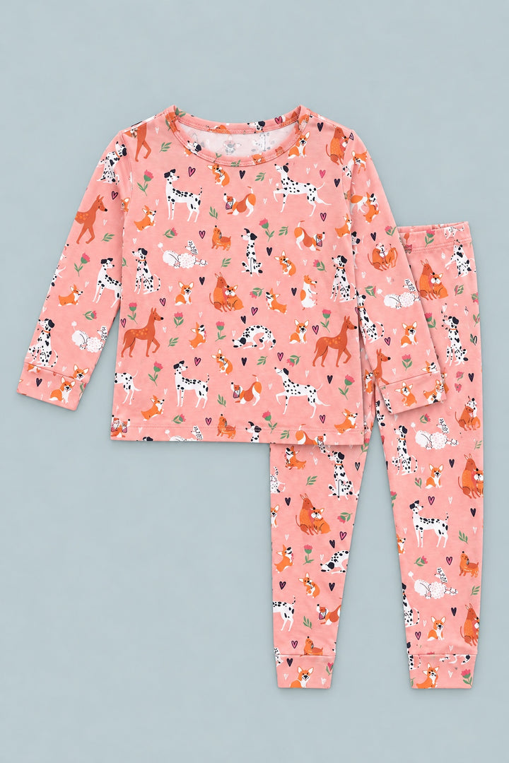 Dalmatian Poodle Puppy Big Kid Pajama Set - Puppy Love