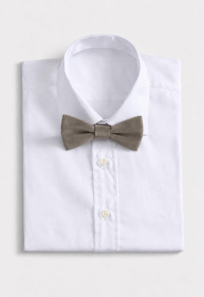 Blunt Edge Cotton Velvet Bow Tie - Silver