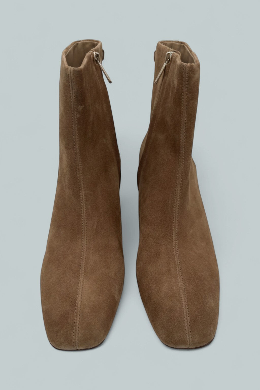 Women's Paige Square Toe Block Heel Ankle Booties - Almond Taupe Suede