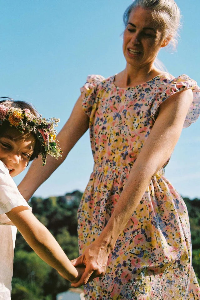 Seersucker floral woman dress - Unique