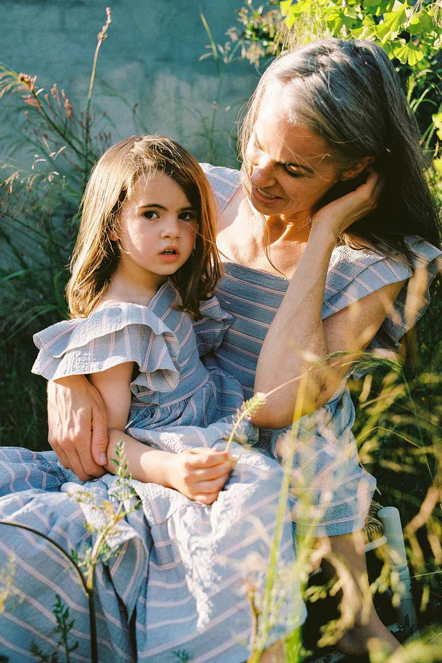 Seersucker stripe woman dress - Unique
