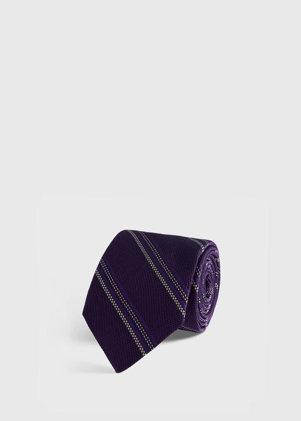 Silk Grenadine Stripe Tie - Purple
