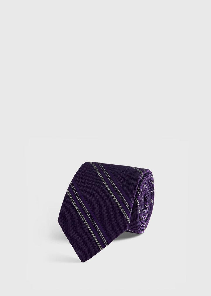 Silk Grenadine Stripe Tie - Purple