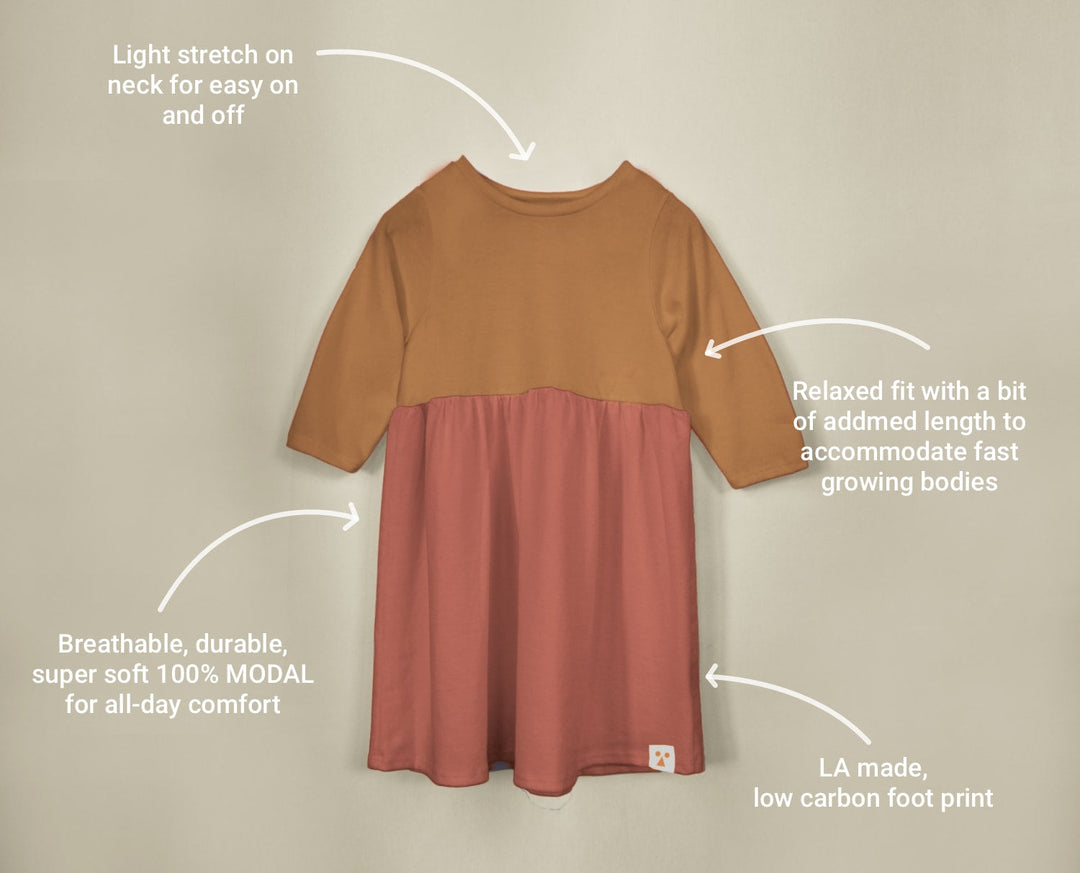 Two-Tone Organic Cotton Jersey Dress - Manza