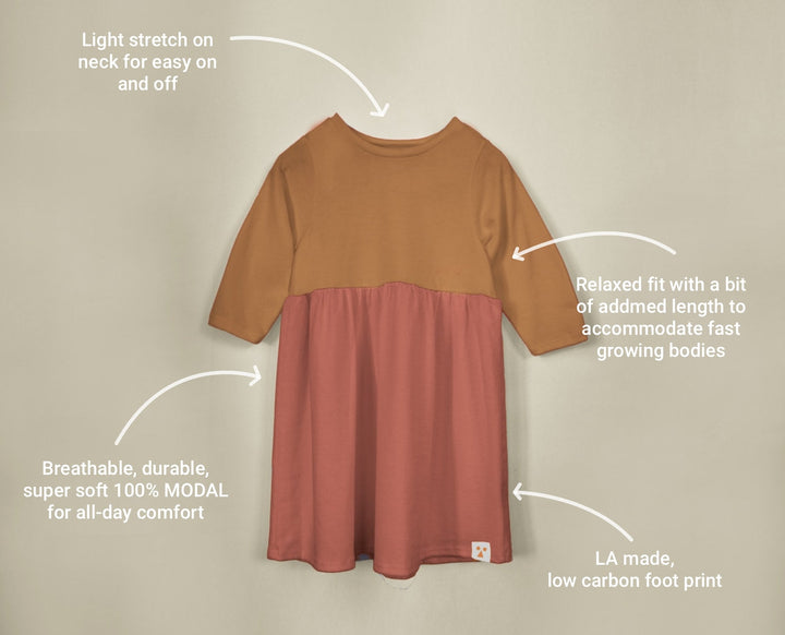 Two-Tone Organic Cotton Jersey Dress - Manza