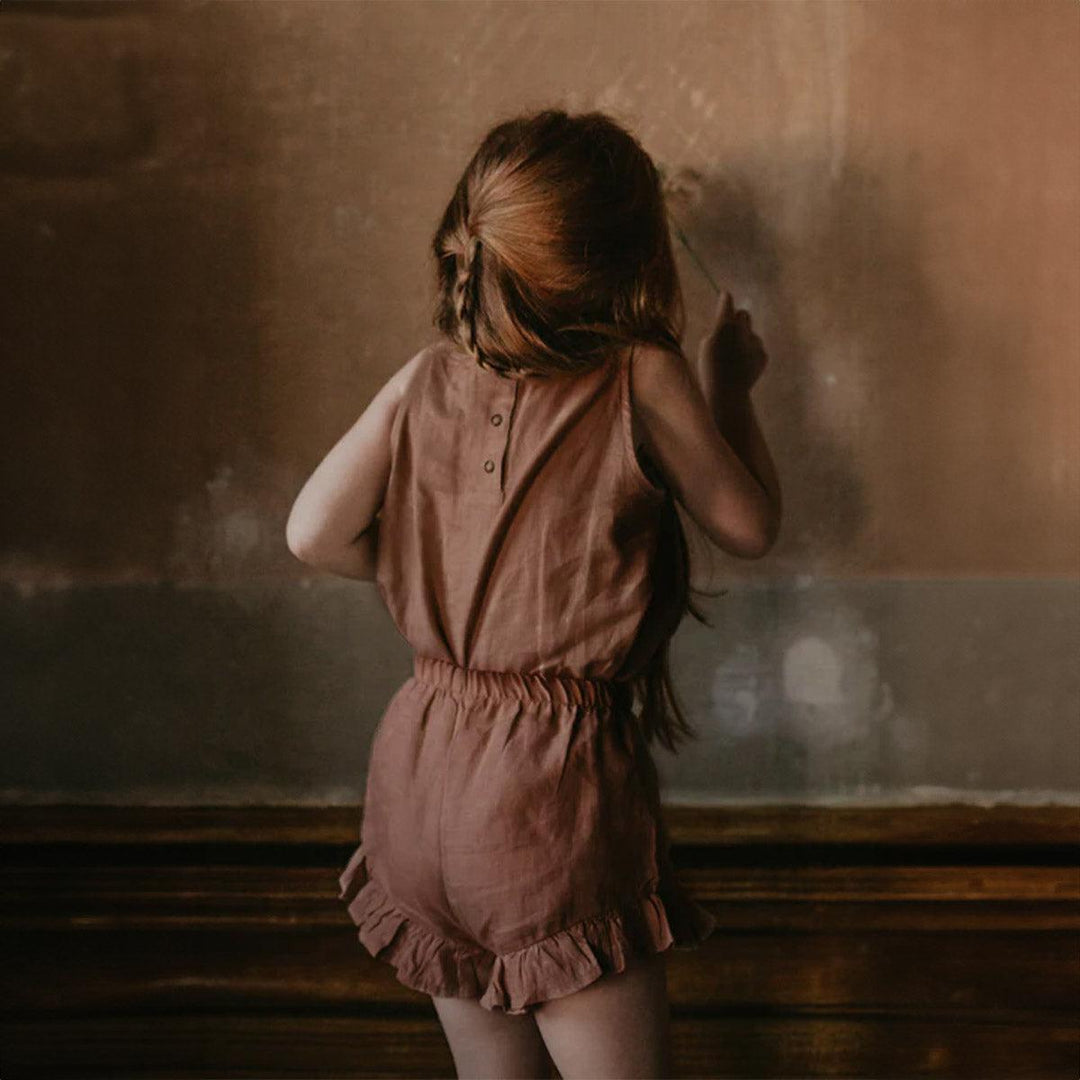 The Frill Linen Short - Cinnamon