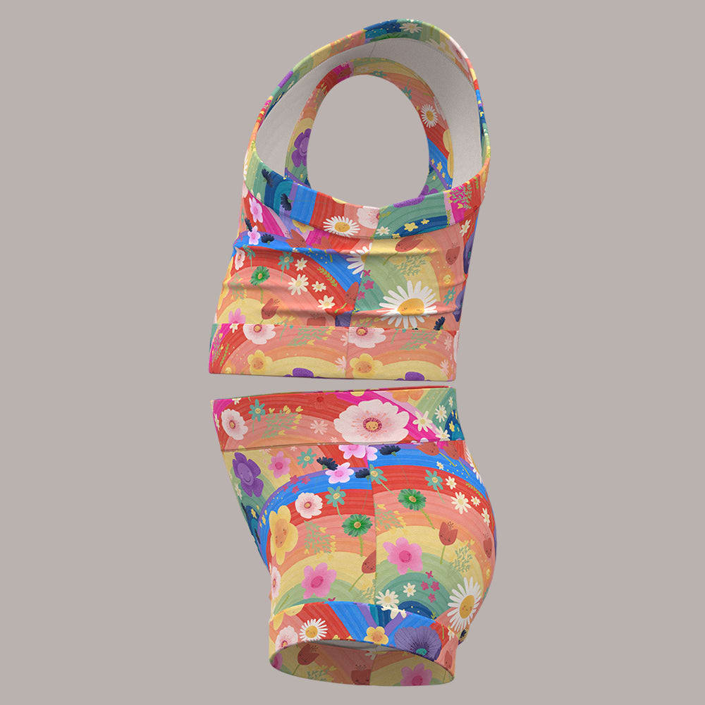 Bummies + Shoulder Tank - Rainbow Flowers