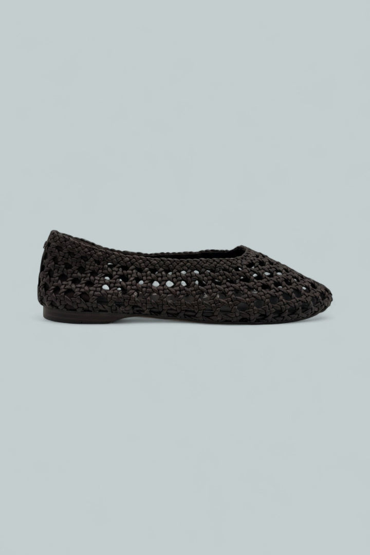 Women's Shira Woven Leather Ballet Flats - Dark Brown