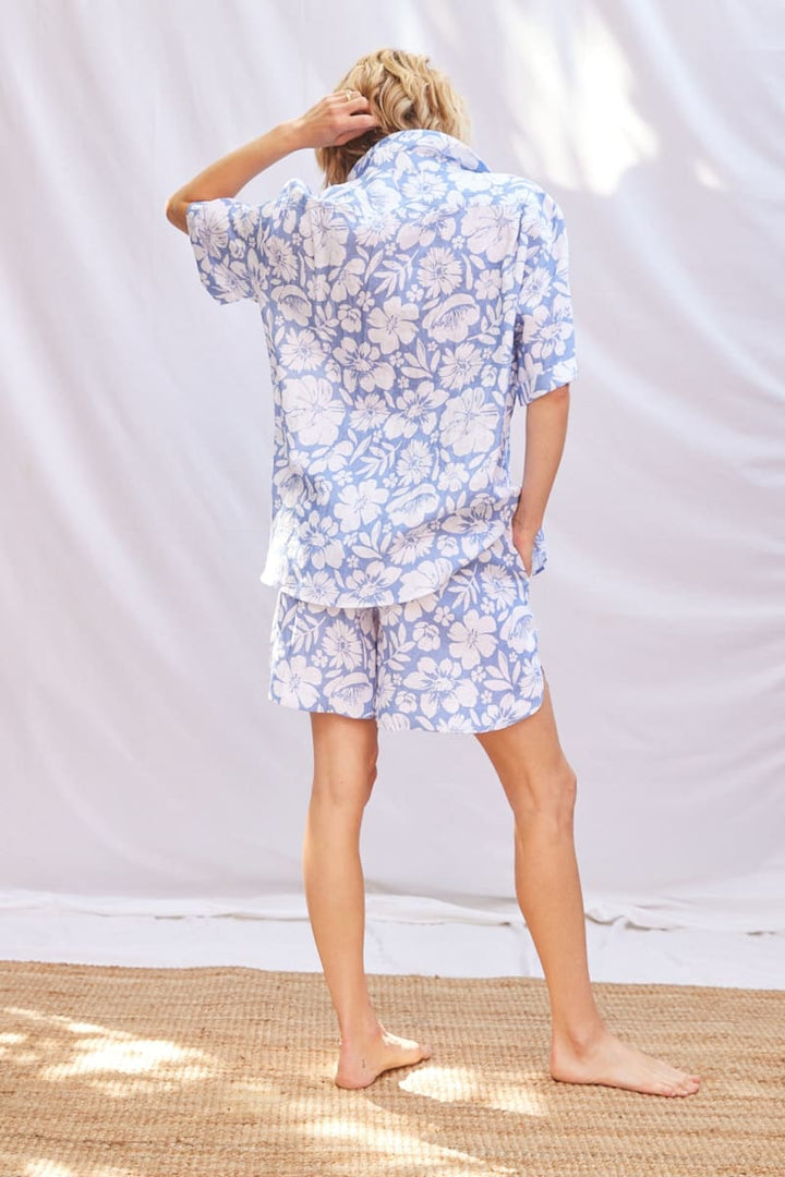 Scalloped Edge Short - Hibiscus Blue