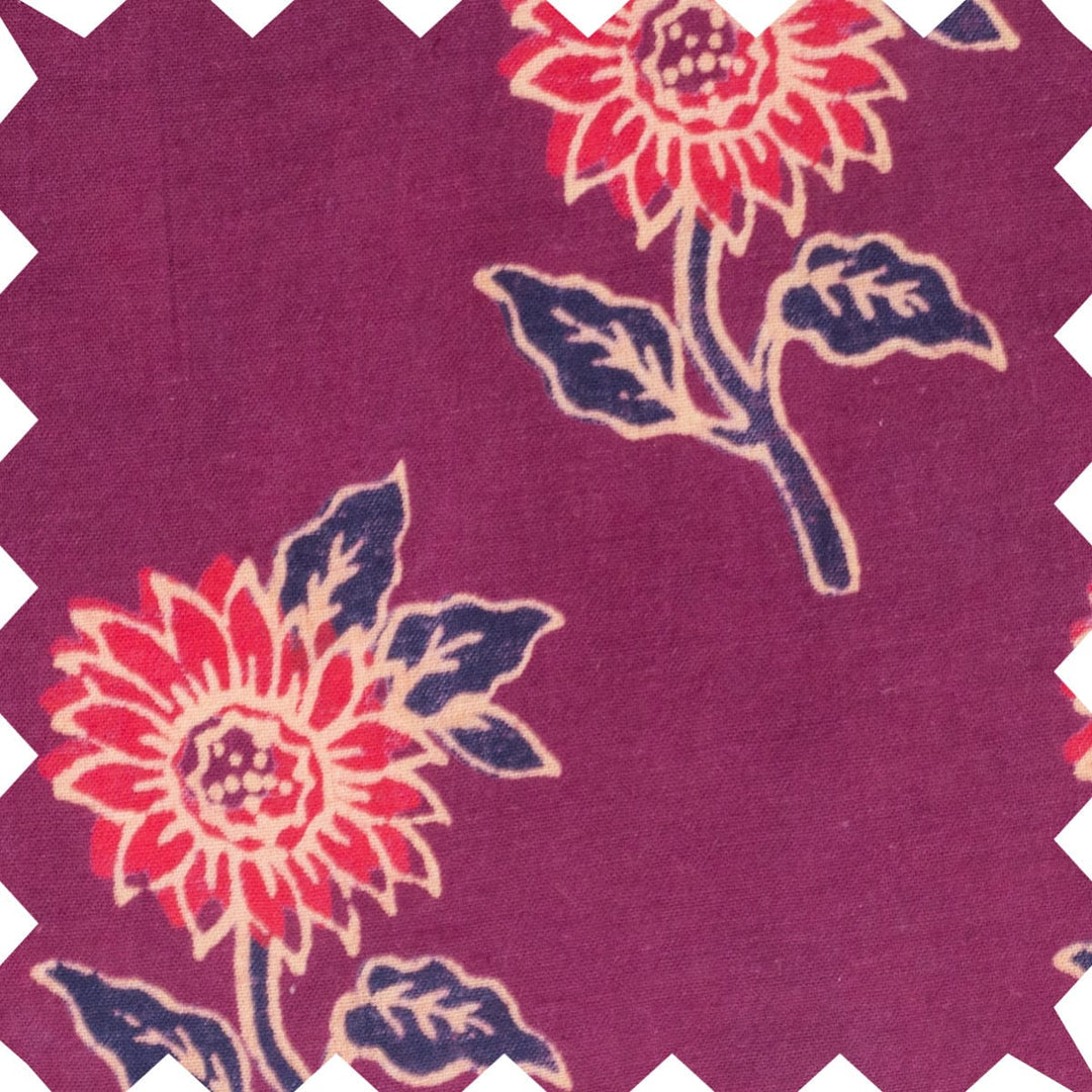 Girls' Long Sleeve Dress With Floral Motif - Purple & Red