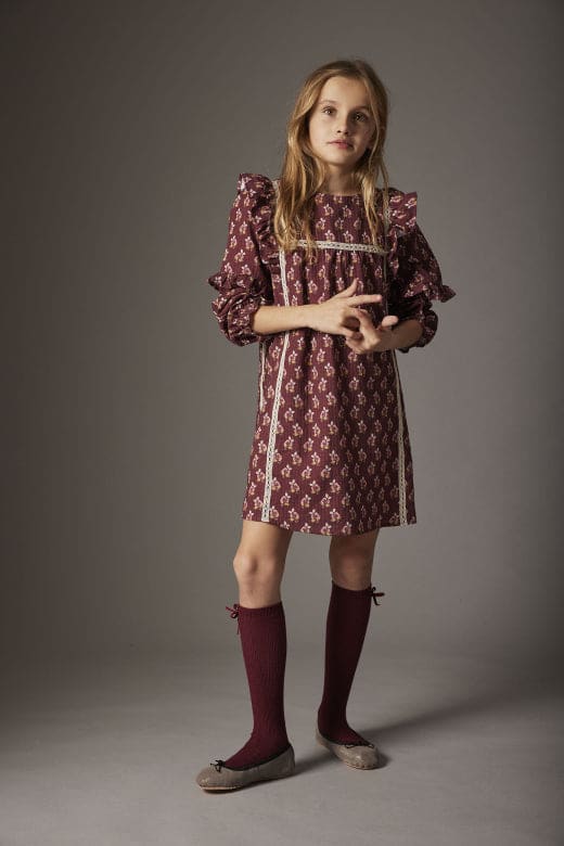 Bloom Textured Dress Burgundy