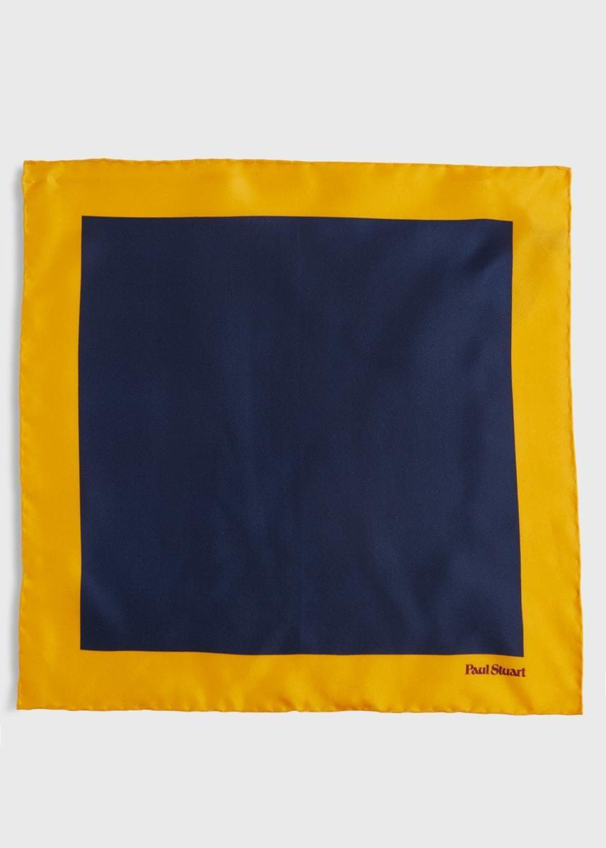 Printed Silk Color Block Pocket Square - Gold