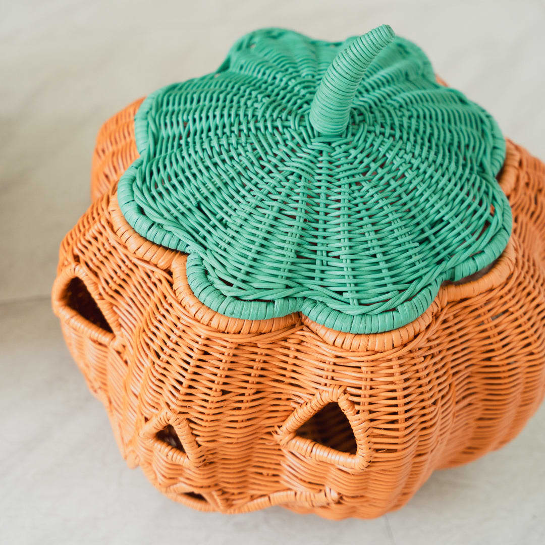 Pumpkin Face Rattan Basket