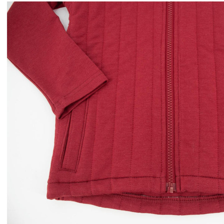 French Terry Hooded Jacket - Rhubarb Red