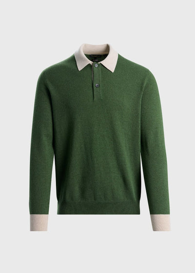Contrast Collar & Wrist Pullover - Green