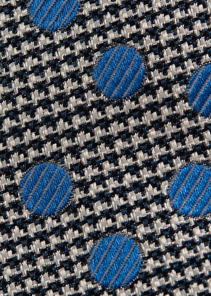 Circle and Houndstooth Silk Tie - Blue