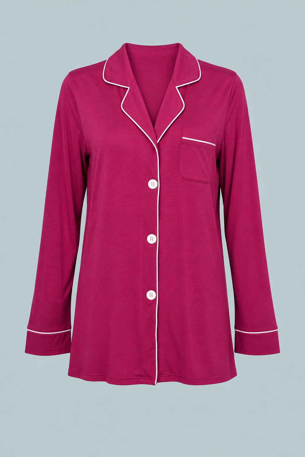 Ladies Button Down Pajama Top - Berry