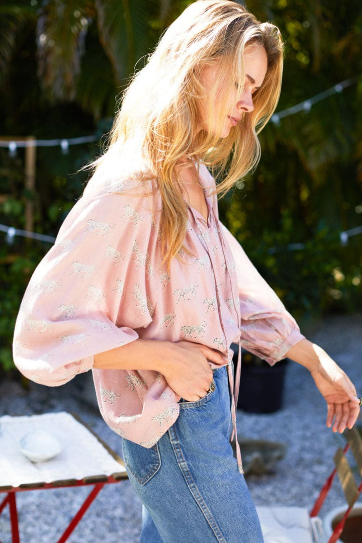 Lucy Blouse - Rose Tan Cheetah Organic