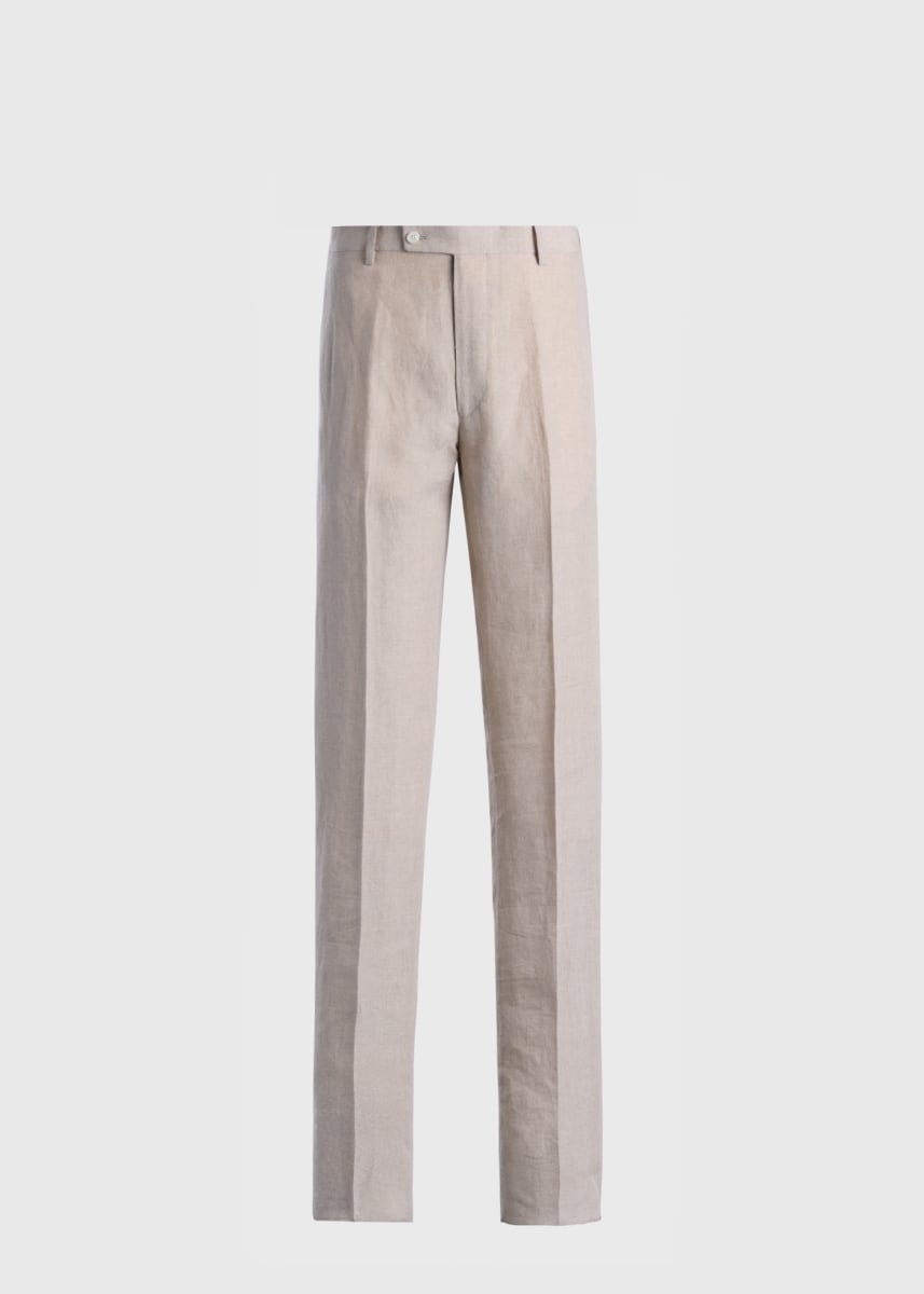 Linen Solid Dress Trouser - Natural