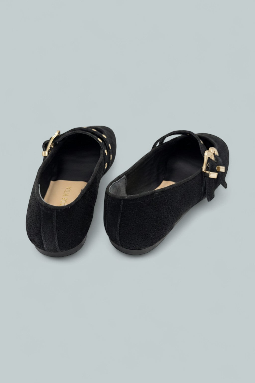 Women's Baylee Grommet Mary Jane Flats - Onyx Perforated Suede