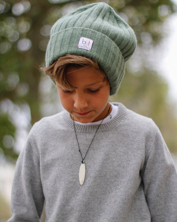 Ribbed Beanie - Green