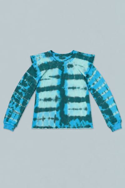 Meghan Ruffle Shoulder Sweatshirt - Blue