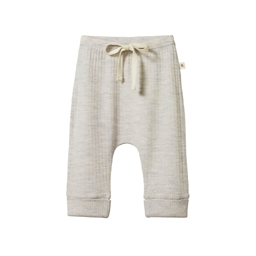 Pointelle Drawstring Pants - Light Grey Marl Pants Nature Baby 
