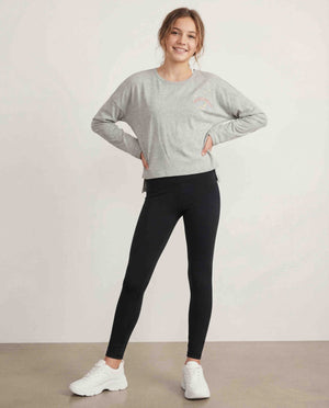 Metallic Light Shine Tee - Med Heather Grey