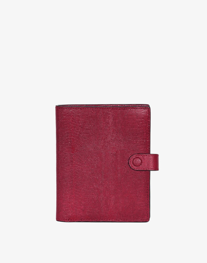 Luxe Traveler's Wallet with Coin Pocket - Cherry Red Lizzard