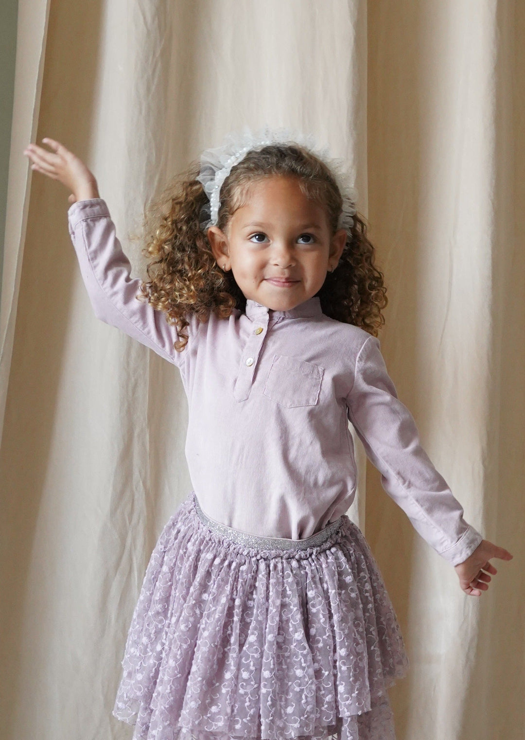 Mila | Corduroy Long Sleeve Blouse - Rosa