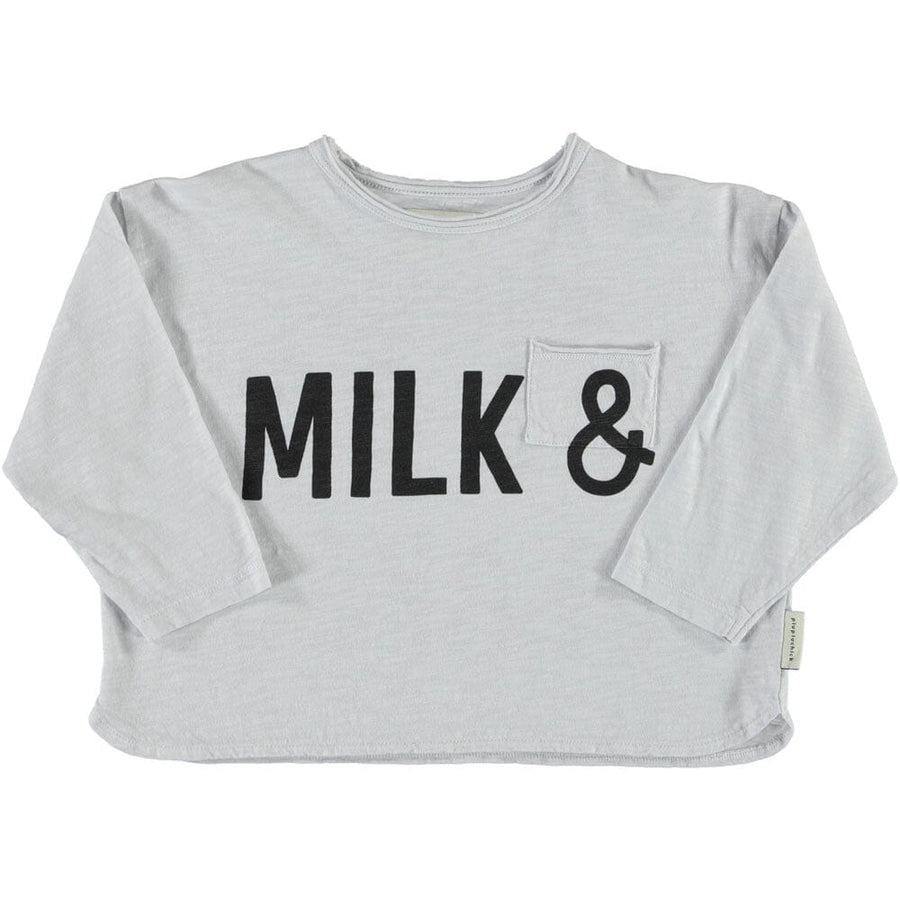 Long Sleeve - Light Grey w/ "Milk" Print T-Shirts Piupiuchick 