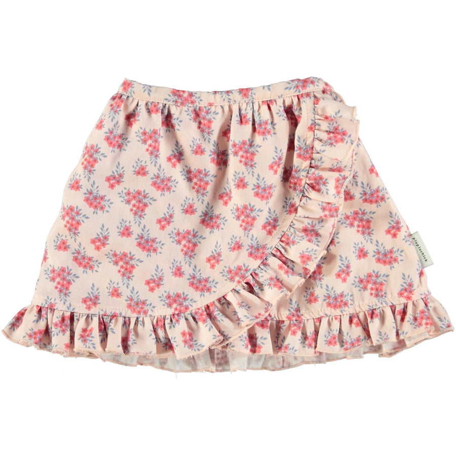 Mini Skirt w/Ruffles - Pale Pink w/Flowers Dresses + Skirts Piupiuchick 