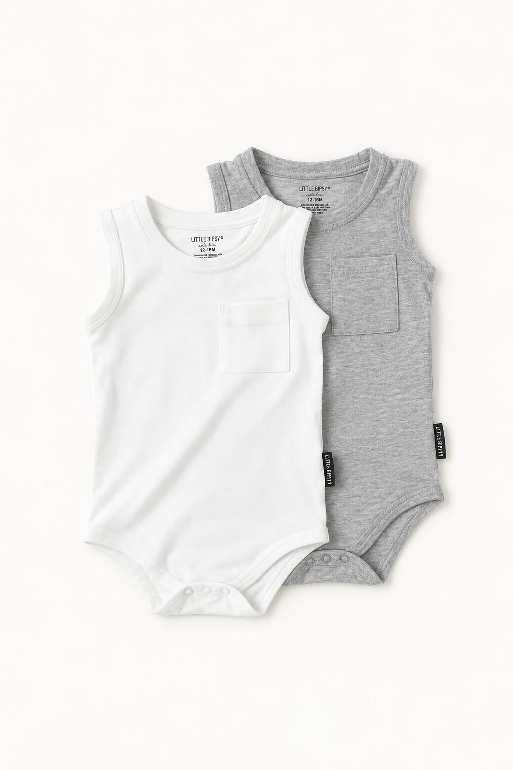 Little Bipsy Tank Onepiece 2-Pack - Grey + White