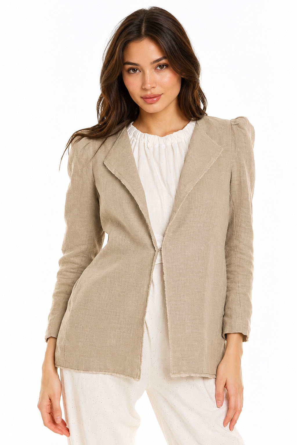 Burlap Blazer Jacket - Tan