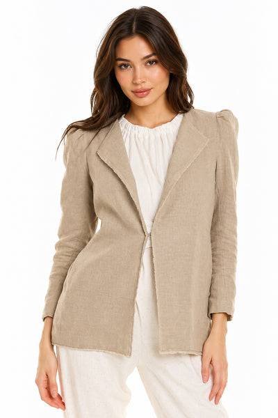 Burlap Blazer Jacket - Tan