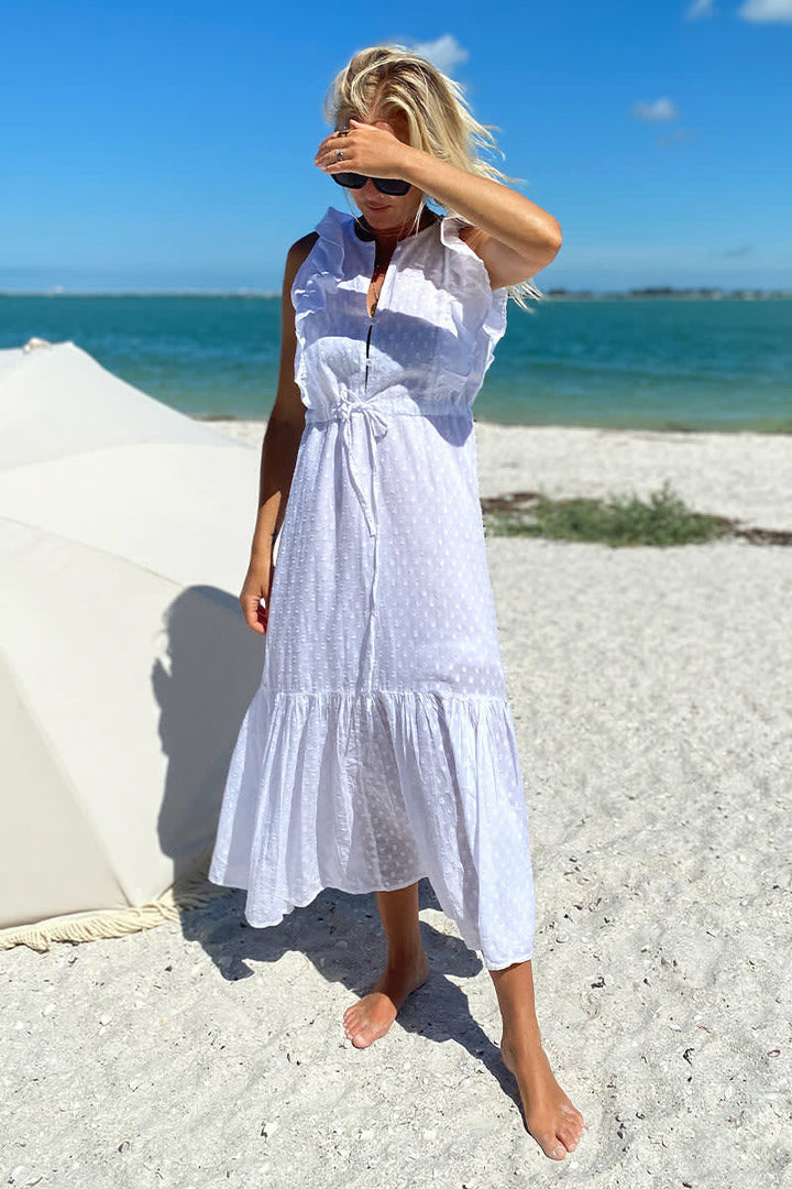 Chandra Dress - White Swiss Dot Organic