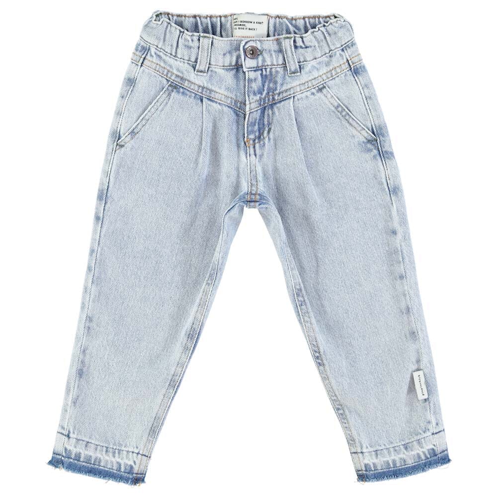 Mom Fit Trousers - Washed Light Blue Denim Pants Piupiuchick 