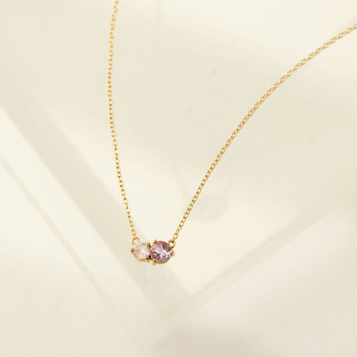 Luma Gemstone Necklace - Amethyst + Rose Quartz