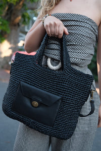 The LIDO Straw Tote - Black